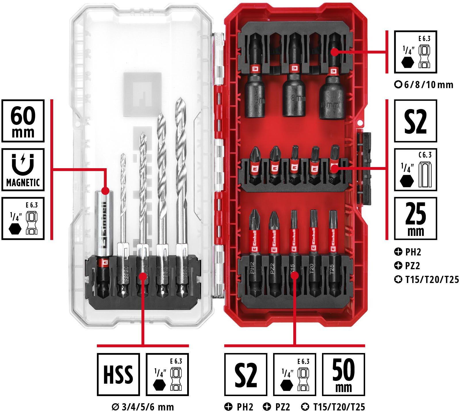 Einhell 18pc Impact Bit & HSS Drill Set