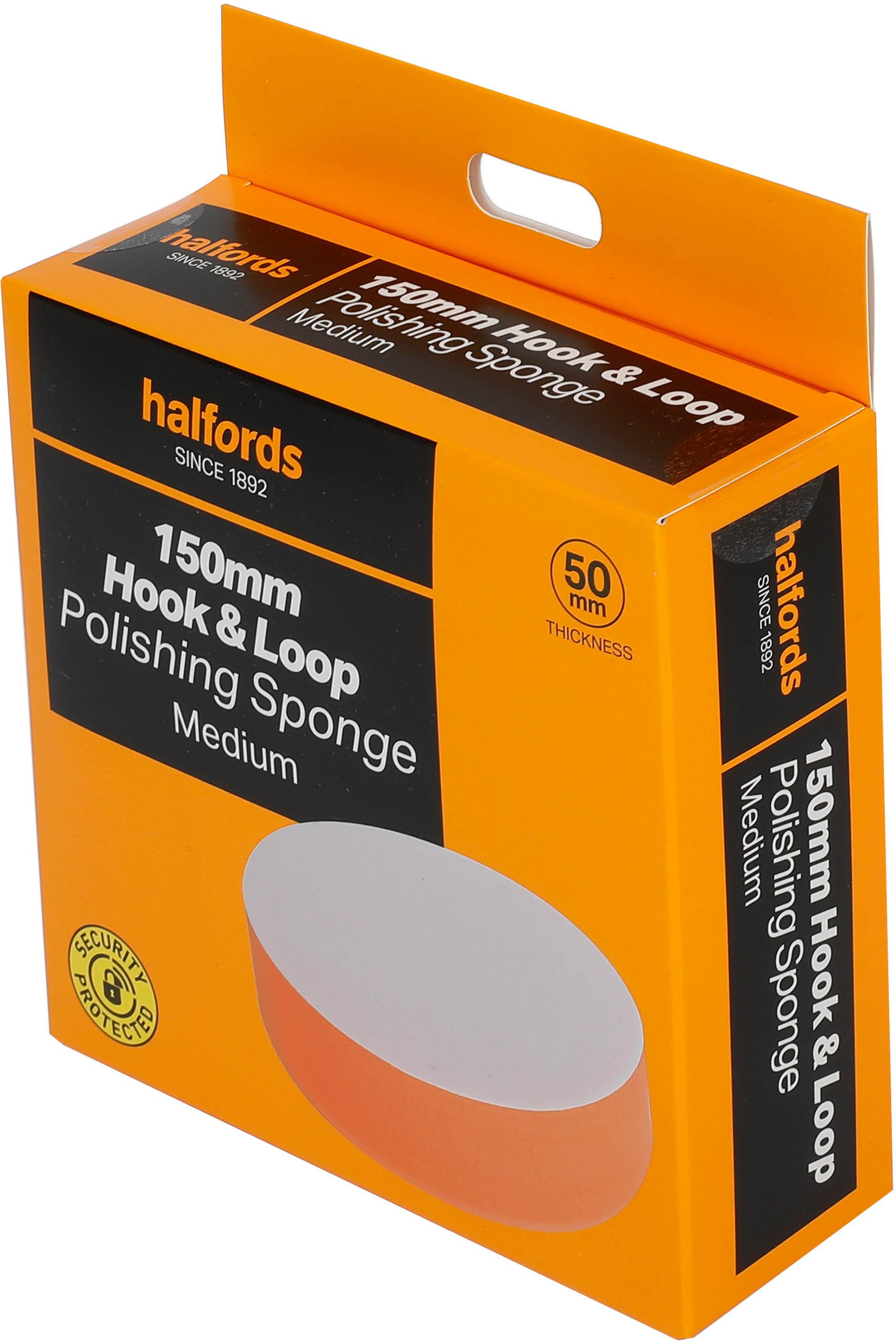 Halfords 150mm hook&loop polishing sponge medium