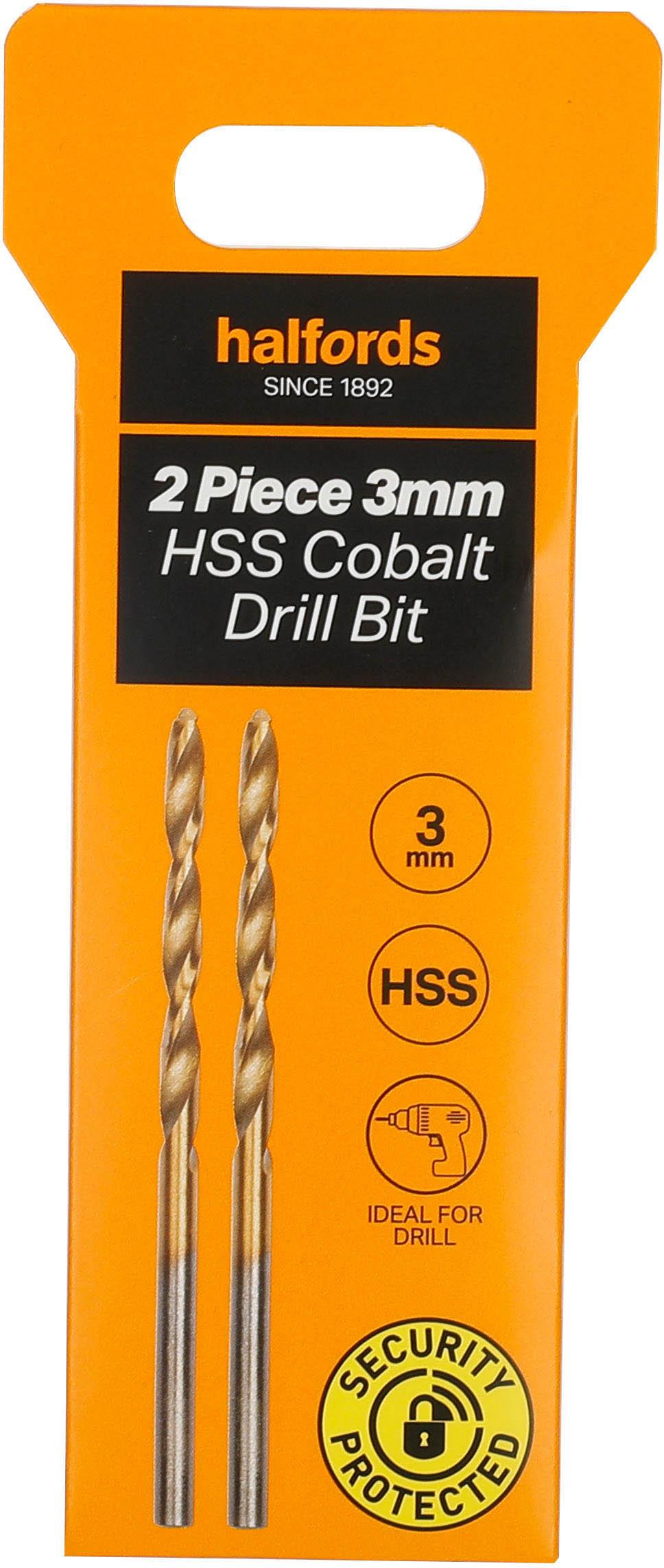Halfords 2 pc 3mm HSS cobalt drill bit