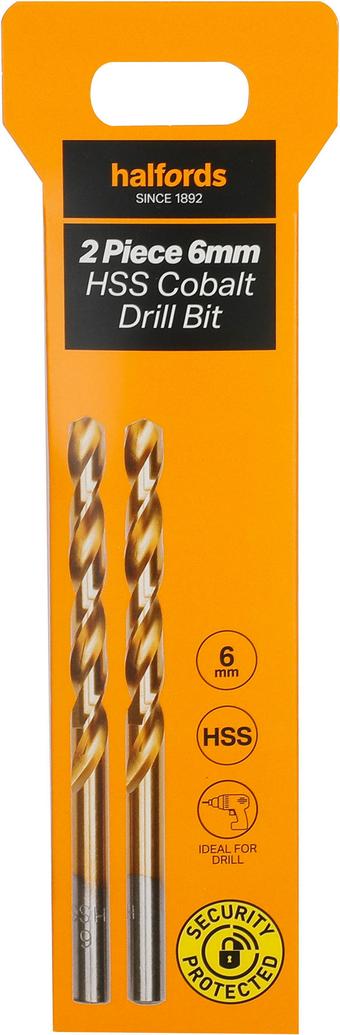 Halfords 2 pc 6mm HSS cobalt drill bit