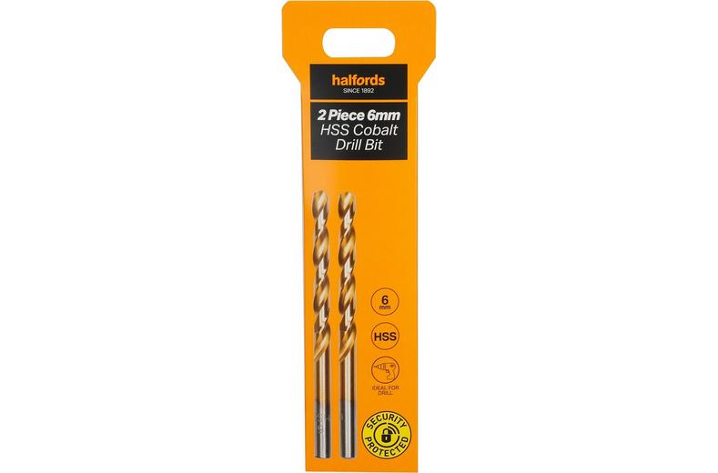 Halfords 2 pc 6mm HSS cobalt drill bit Halfords 2 pc 6mm HSS cobalt drill bit