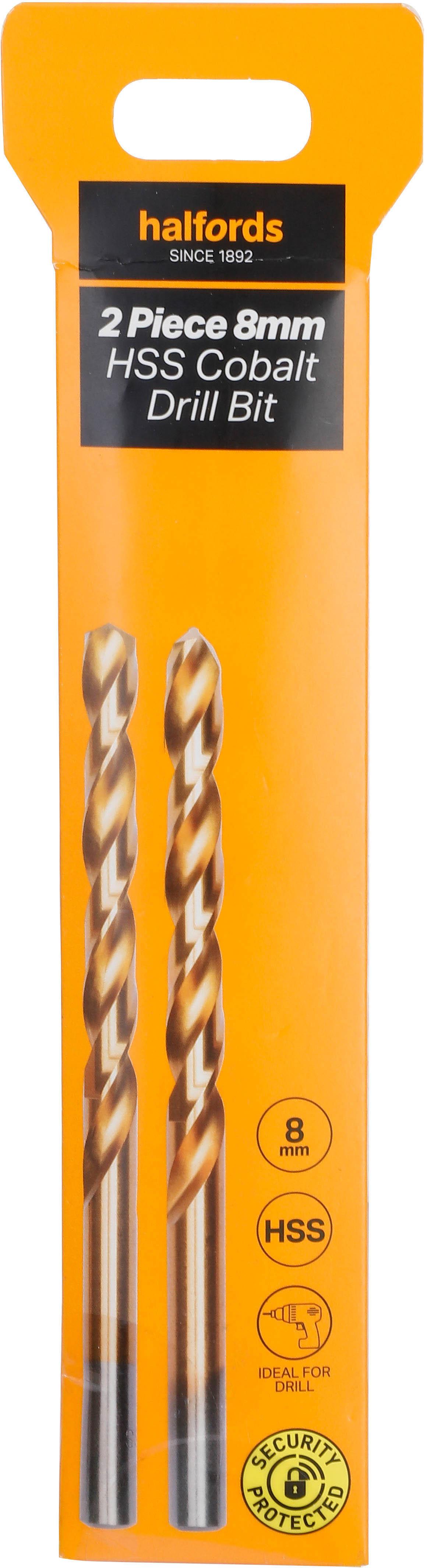 Halfords 2 pc 8mm HSS cobalt drill bit