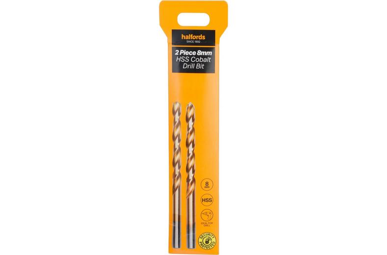 Halfords 2 pc 8mm HSS cobalt drill bit Halfords 2 pc 8mm HSS cobalt drill bit