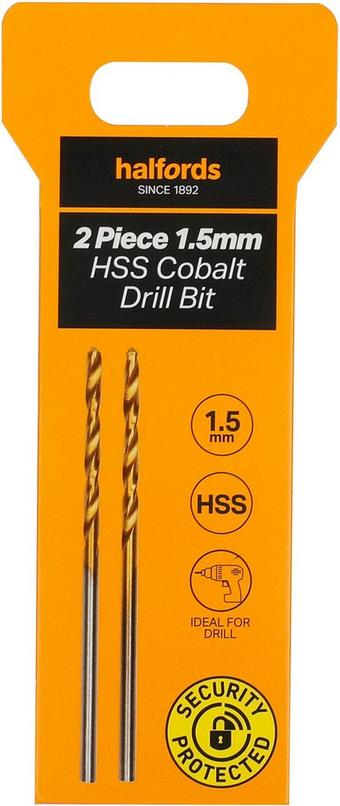 Halfords 2 pc 1.5mm HSS cobalt drill bit