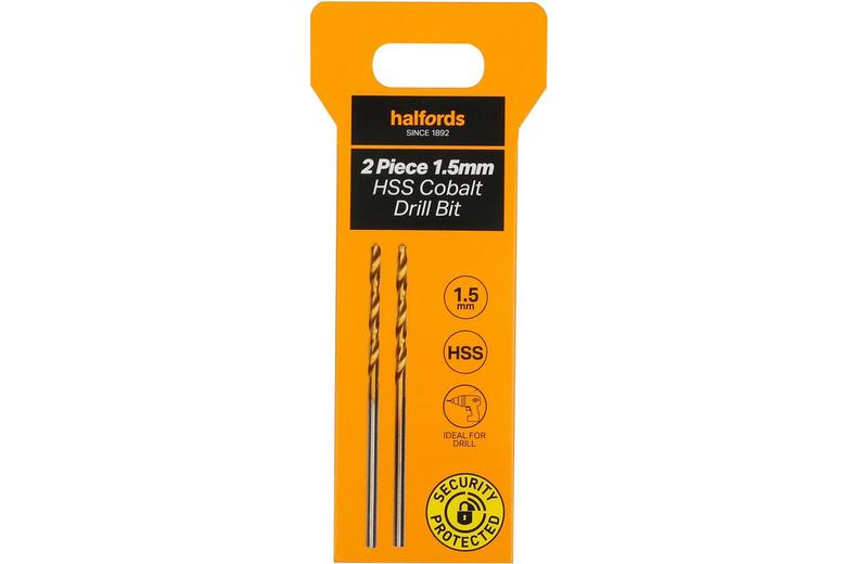 Halfords 2 pc 1.5mm HSS cobalt drill bit Halfords 2 pc 1.5mm HSS cobalt drill bit