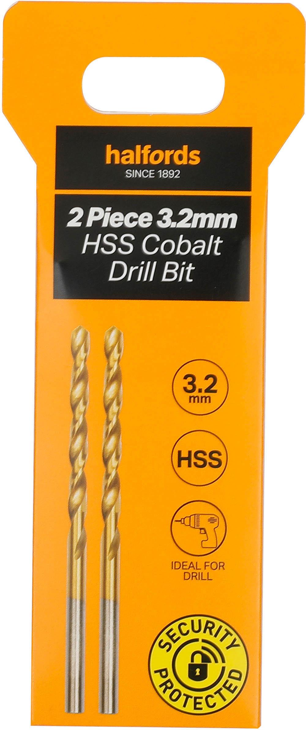 Halfords 2pc 3.2mm HSS cobalt drill bit
