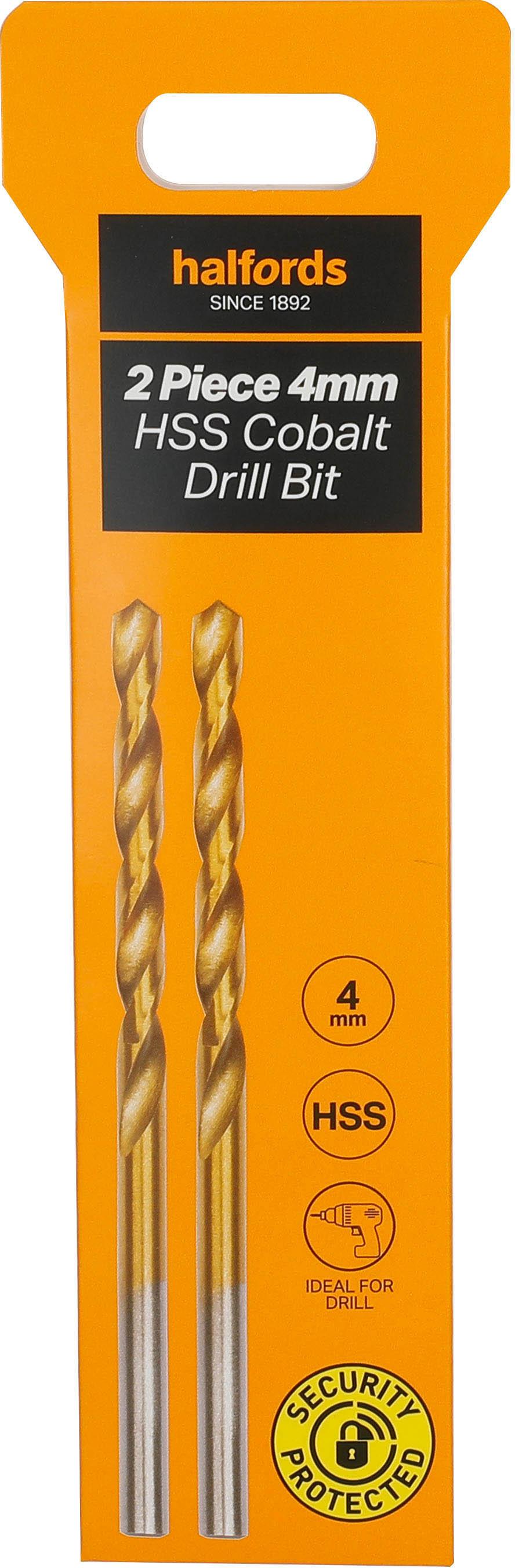 Halfords 2pc 4mm HSS cobalt drill bit