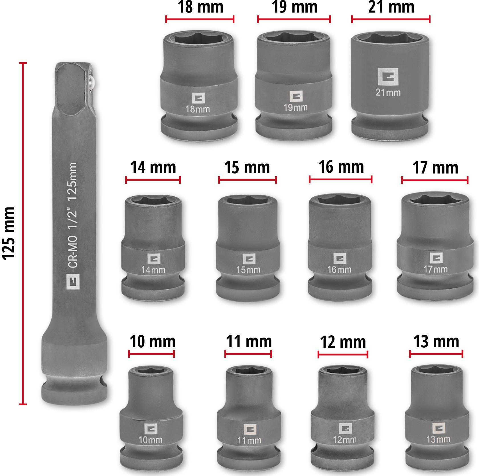 Einhell 12pc 1/2" Impact Socket Set