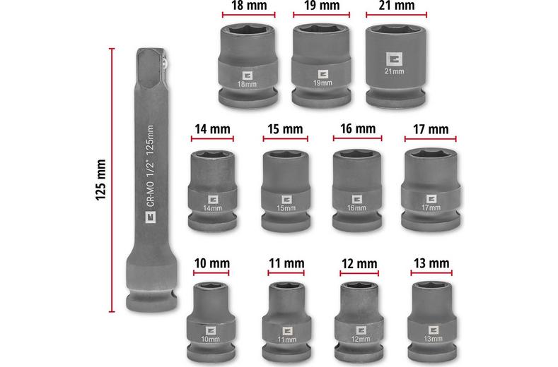 Einhell 12pc 1/2" Impact Socket Set Einhell 12pc 1/2" Impact Socket Set