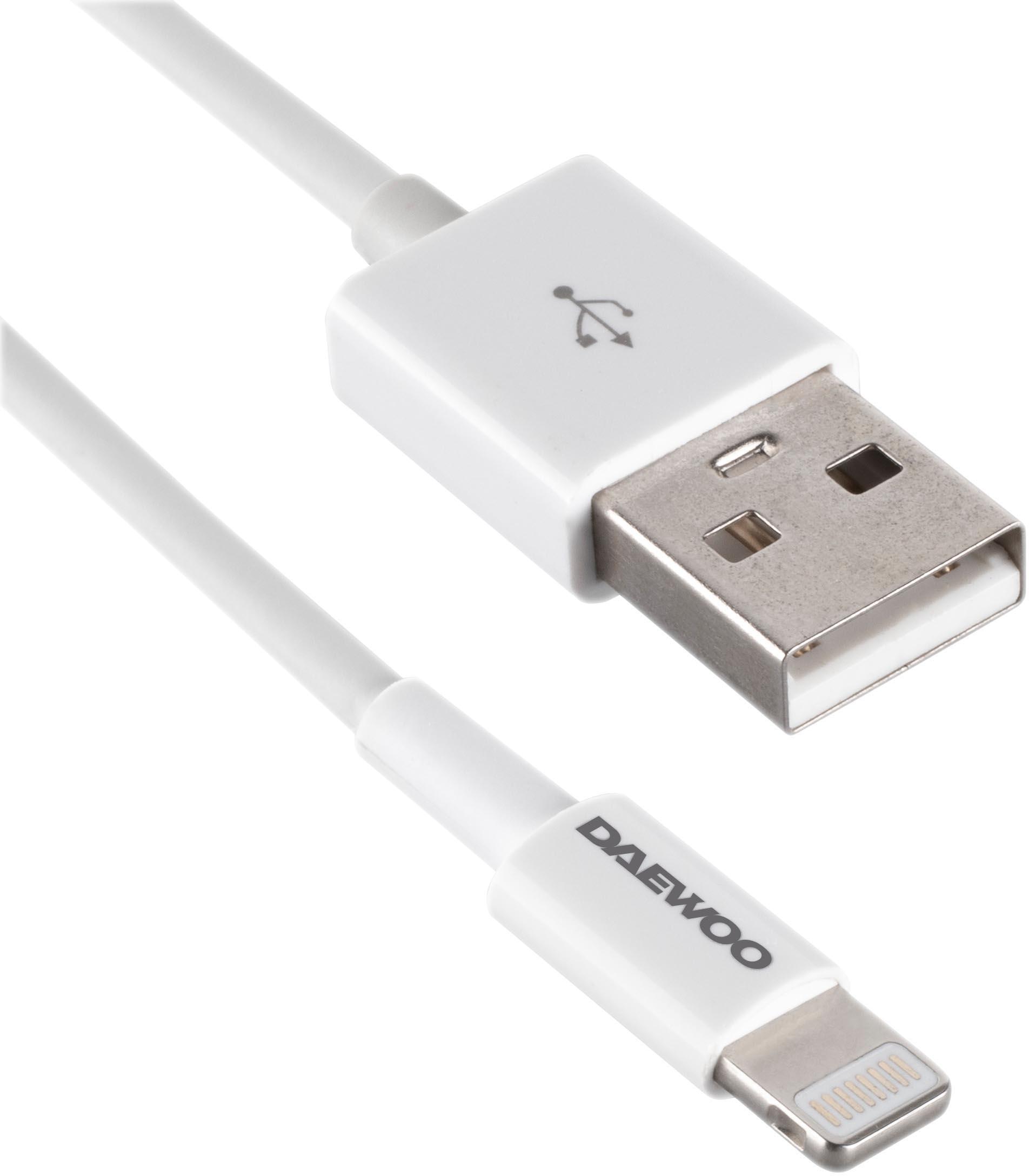DAEWOO 1 METRE USB-A TO 8 PIN LIGHTNING CABLE 2.1A FAST CHARGE
