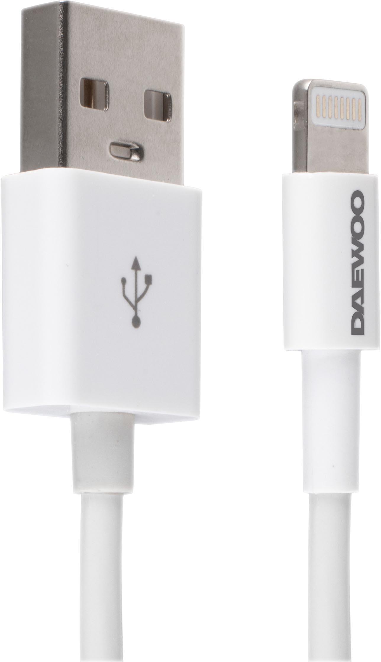 DAEWOO 1 METRE USB-A TO 8 PIN LIGHTNING CABLE 2.1A FAST CHARGE