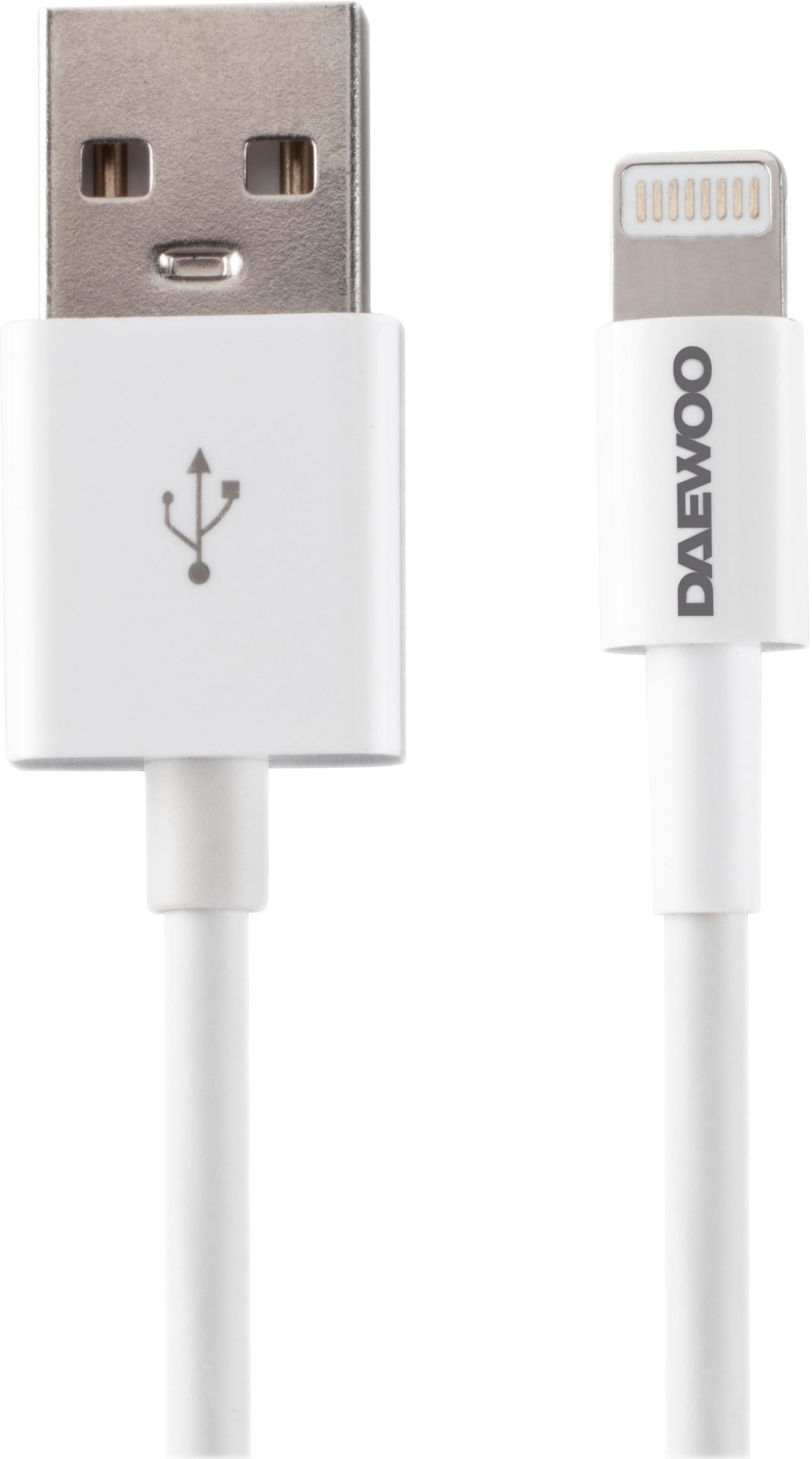 DAEWOO 1 METRE USB-A TO 8 PIN LIGHTNING CABLE 2.1A FAST CHARGE