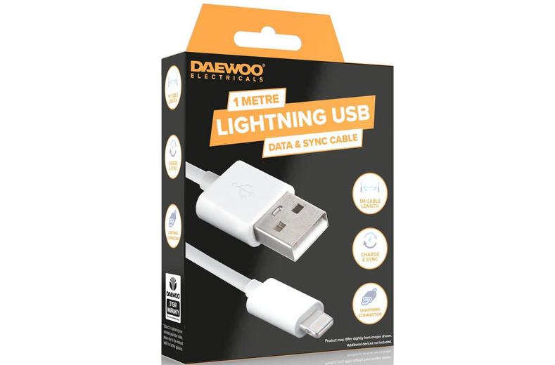 DAEWOO 1 METRE USB-A TO 8 PIN LIGHTNING CABLE 1A DAEWOO 1 METRE USB-A TO 8 PIN LIGHTNING CABLE 1A