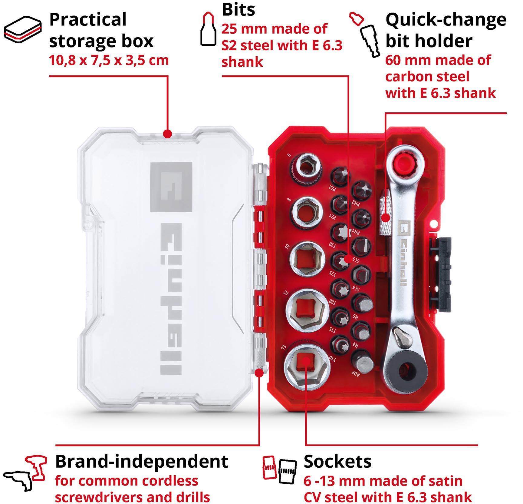 Einhell 21pc Screwdriver Bit/Rachet Set