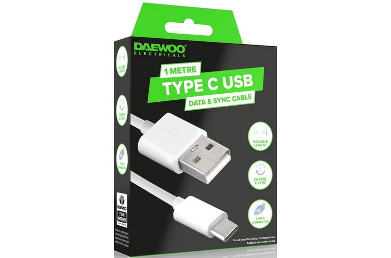 DAEWOO 1 METRE USB-A TO USB-C CABLE 1A DAEWOO 1 METRE USB-A TO USB-C CABLE 1A