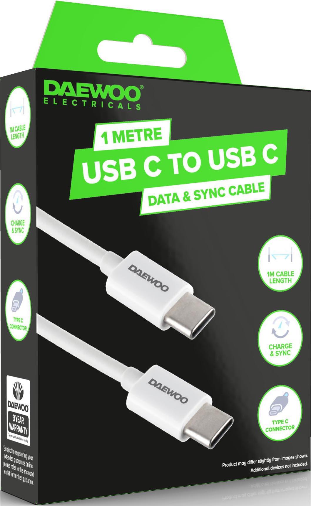 DAEWOO 1 METRE USB-C TO USB-C CABLE 1A