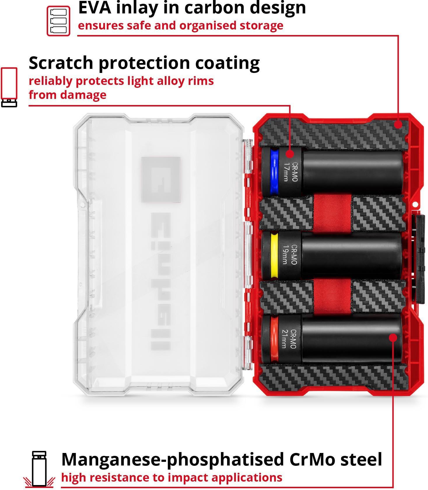 Einhell 3pc 1/2" Impact Socket Set