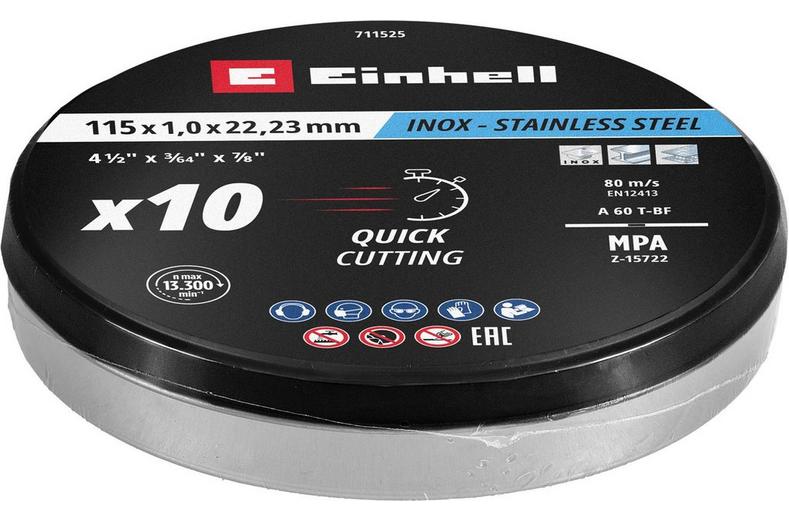 Einhell 10pc 115mm Angle Grinder Disc with Tin Einhell 10pc 115mm Angle Grinder Disc with Tin