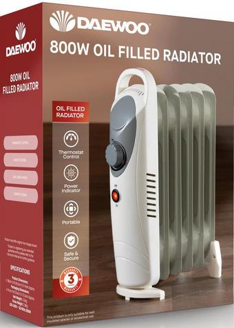 DAEWOO 800W Mini Oil Filled Radiator