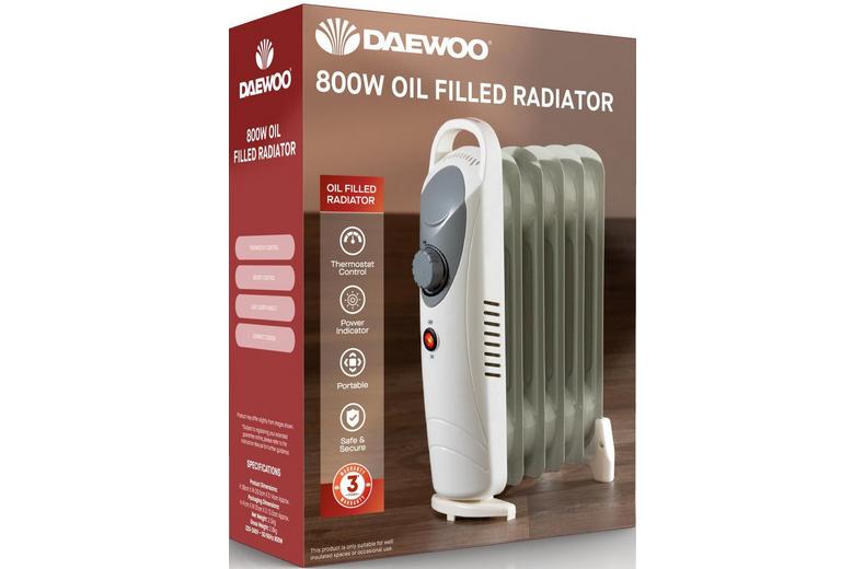 DAEWOO 800W Mini Oil Filled Radiator DAEWOO 800W Mini Oil Filled Radiator
