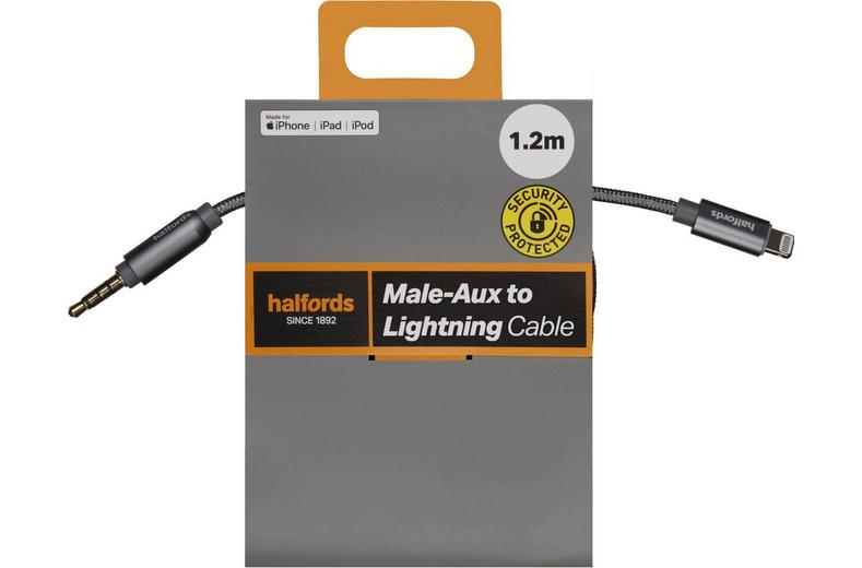 Halfords Aux to Lightning 1.2m Charcoal Halfords Aux to Lightning 1.2m Charcoal