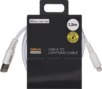 Halfords USB-A to Lightning 1.2m White