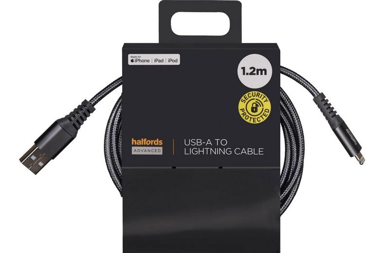Halfords USB-A to Lightning 1.2m Charcoal Halfords USB-A to Lightning 1.2m Charcoal