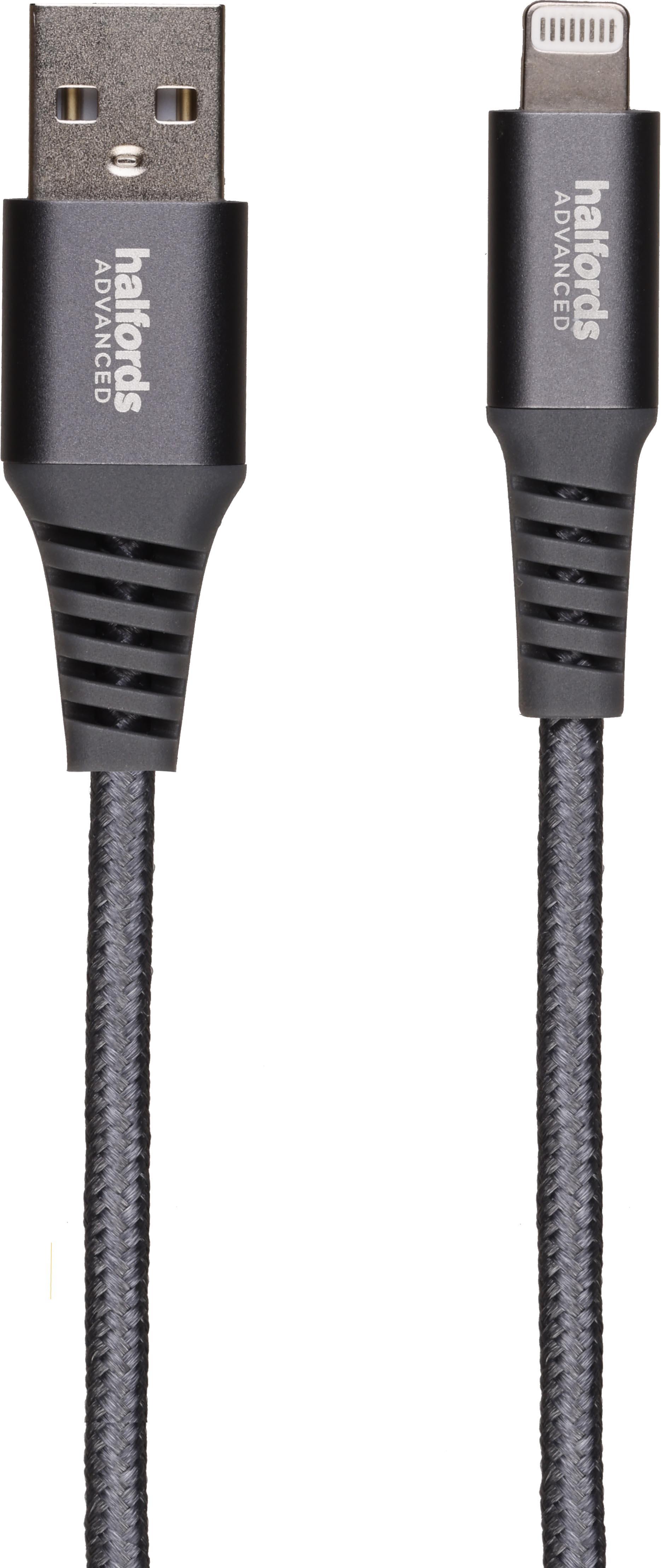 Halfords  USB-A to Lightning 1.2m Charcoal