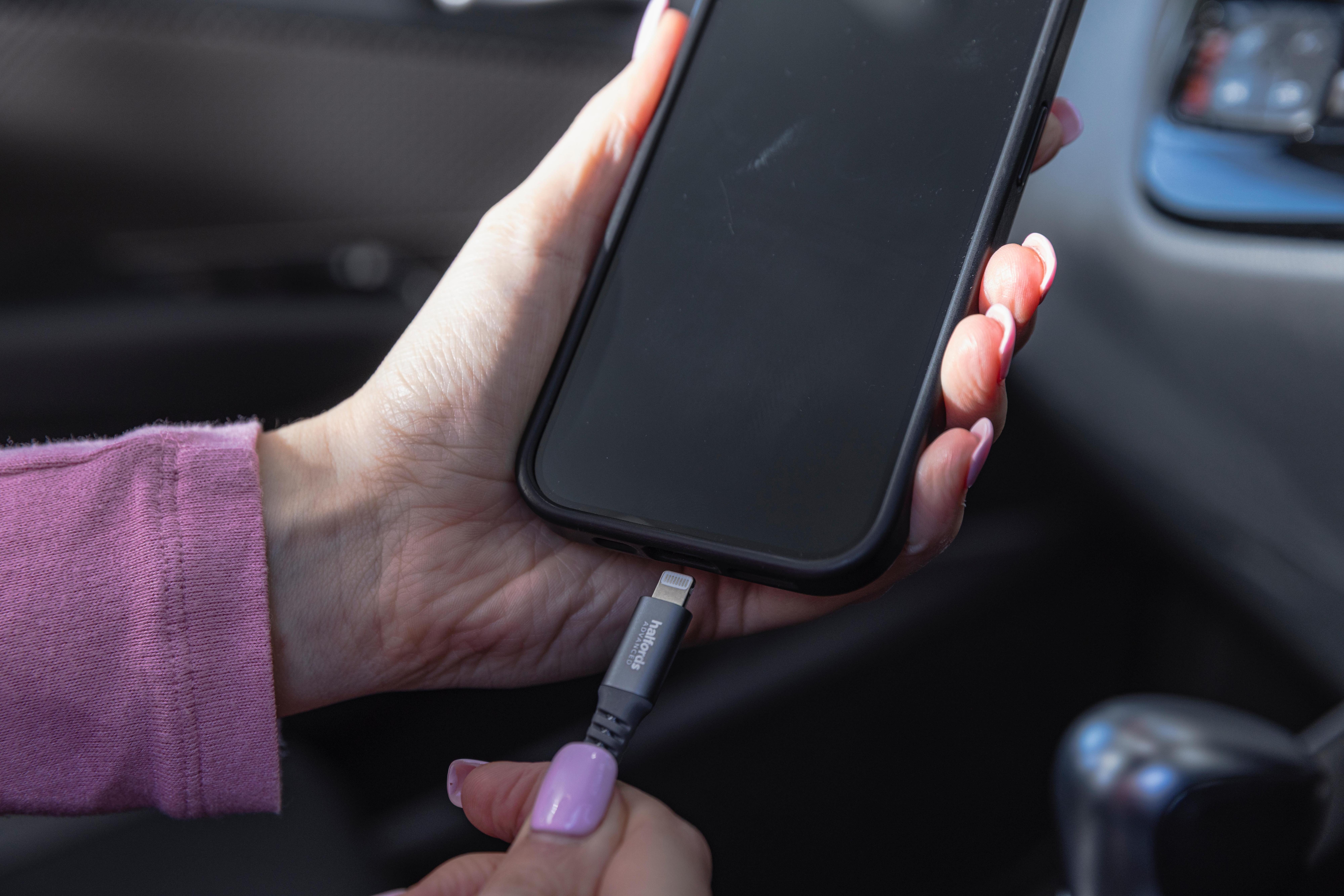 Halfords  USB-A to Lightning 1.2m Charcoal