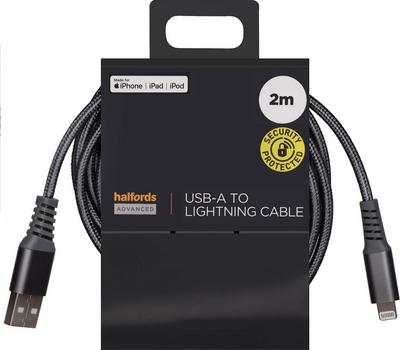 Halfords USB-A to Lightning 2m Charcoal Halfords USB-A to Lightning 2m Charcoal