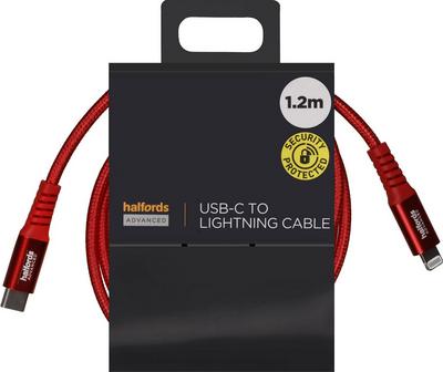 Halfords USB-C to Lightning 1.2m Red Halfords USB-C to Lightning 1.2m Red
