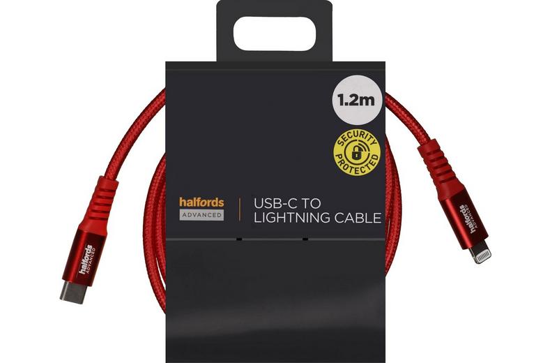 Halfords USB-C to Lightning 1.2m Red Halfords USB-C to Lightning 1.2m Red
