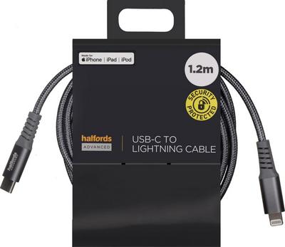Halfords USB-C to Lightning 1.2m Charcoal Halfords USB-C to Lightning 1.2m Charcoal