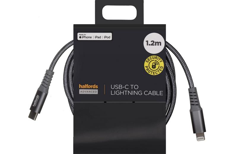 Halfords USB-C to Lightning 1.2m Charcoal Halfords USB-C to Lightning 1.2m Charcoal