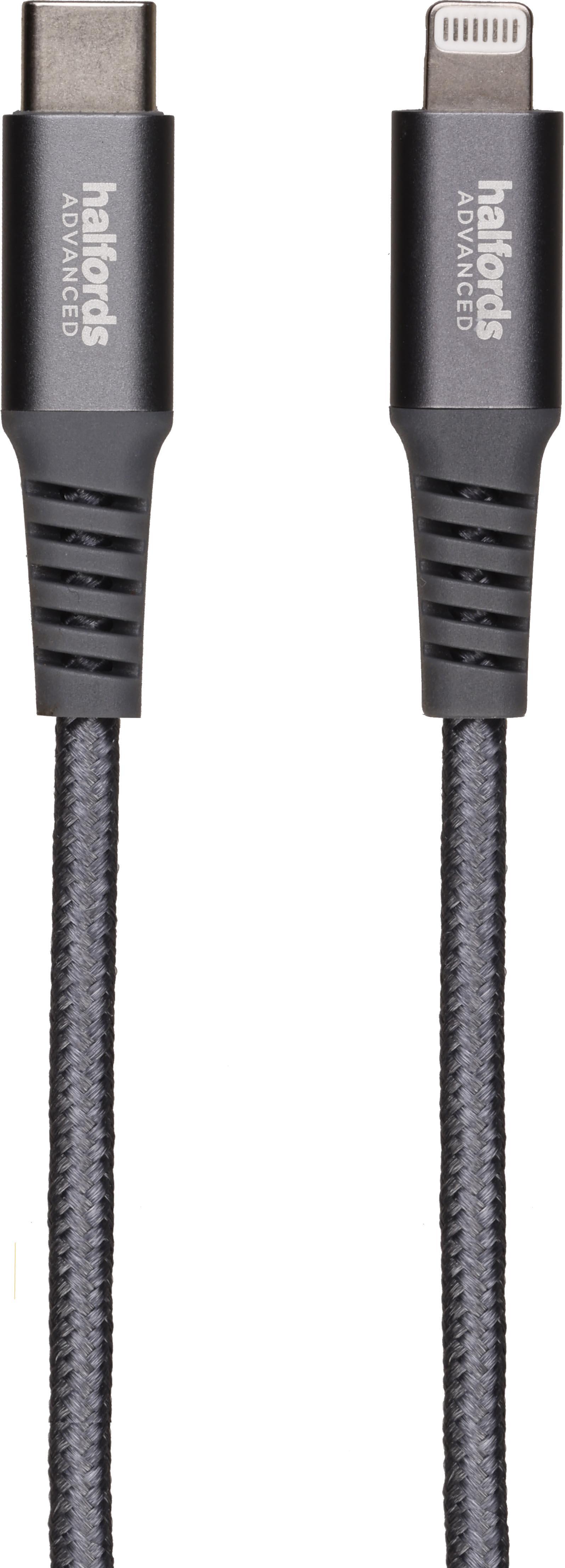 Halfords USB-C to Lightning 1.2m Charcoal