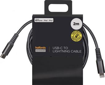 Halfords USB -C to Lightning 2m Charcoal