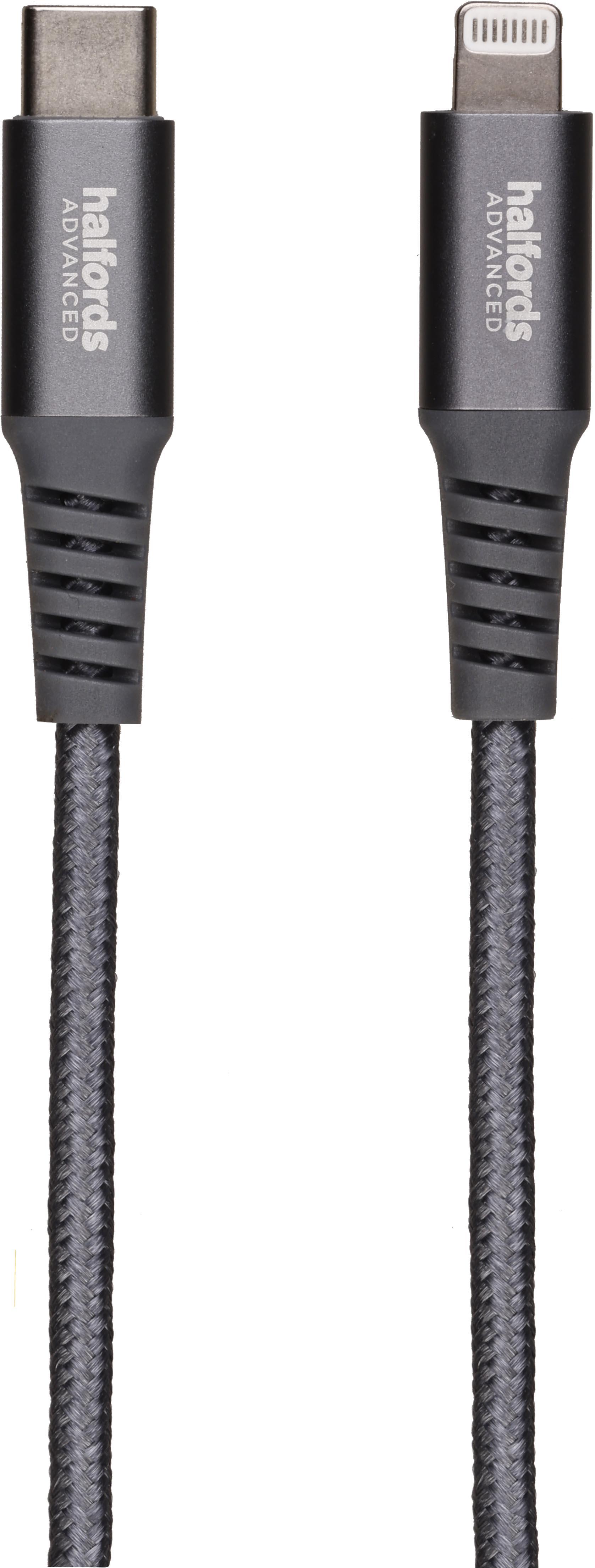 Halfords USB -C to Lightning 2m Charcoal
