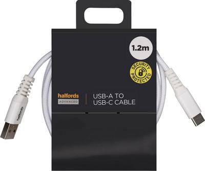 Halfords USB-A to USB-C 1.2m White Halfords USB-A to USB-C 1.2m White