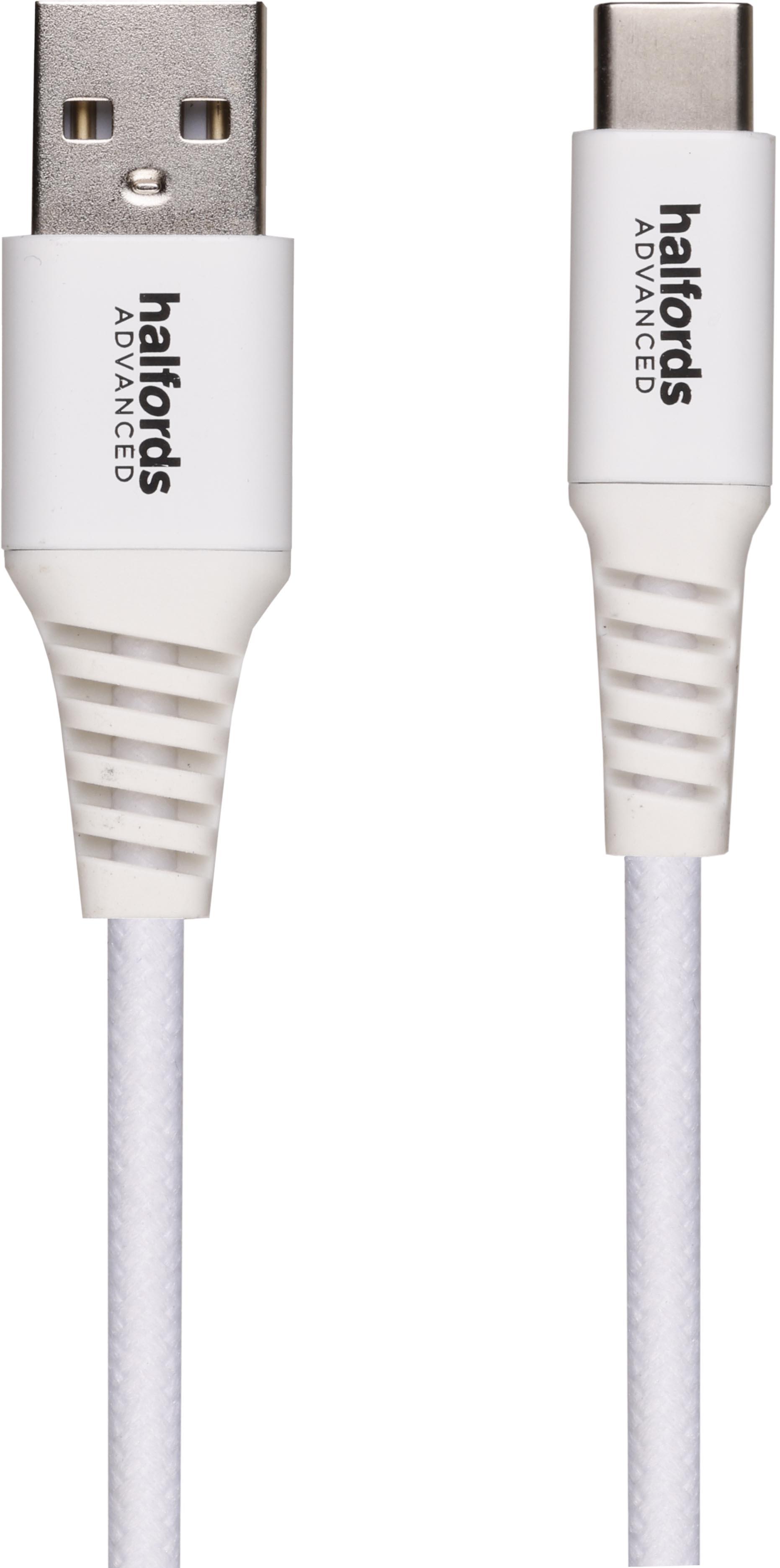 Halfords USB-A to USB-C 1.2m White