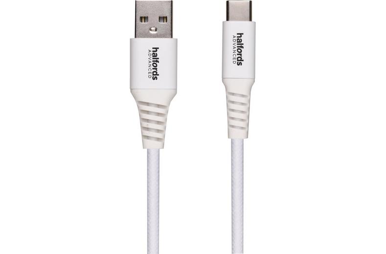 Halfords USB-A to USB-C 1.2m White Halfords USB-A to USB-C 1.2m White