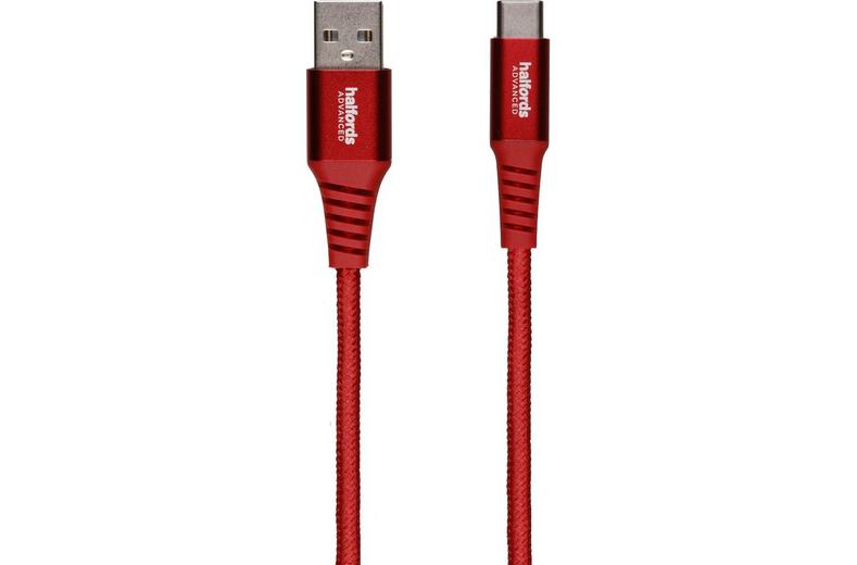 Halfords USB-A to USB-C 1.2m Red Halfords USB-A to USB-C 1.2m Red