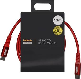 Halfords USB-C to USB-C Cable 1.2m Red