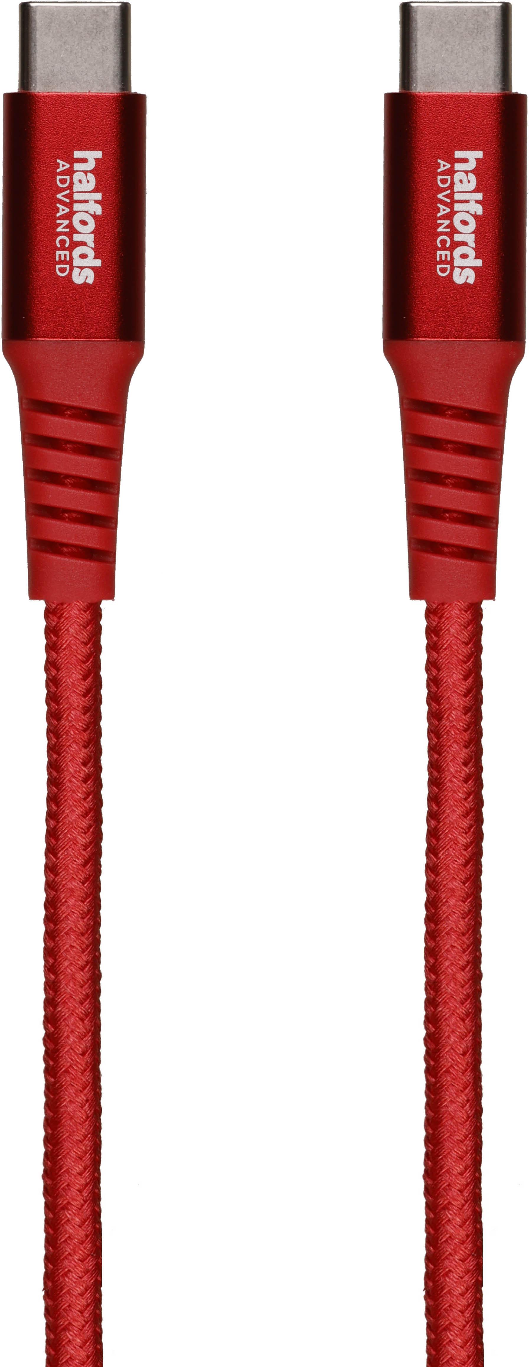 Halfords USB-C to USB-C Cable 1.2m Red