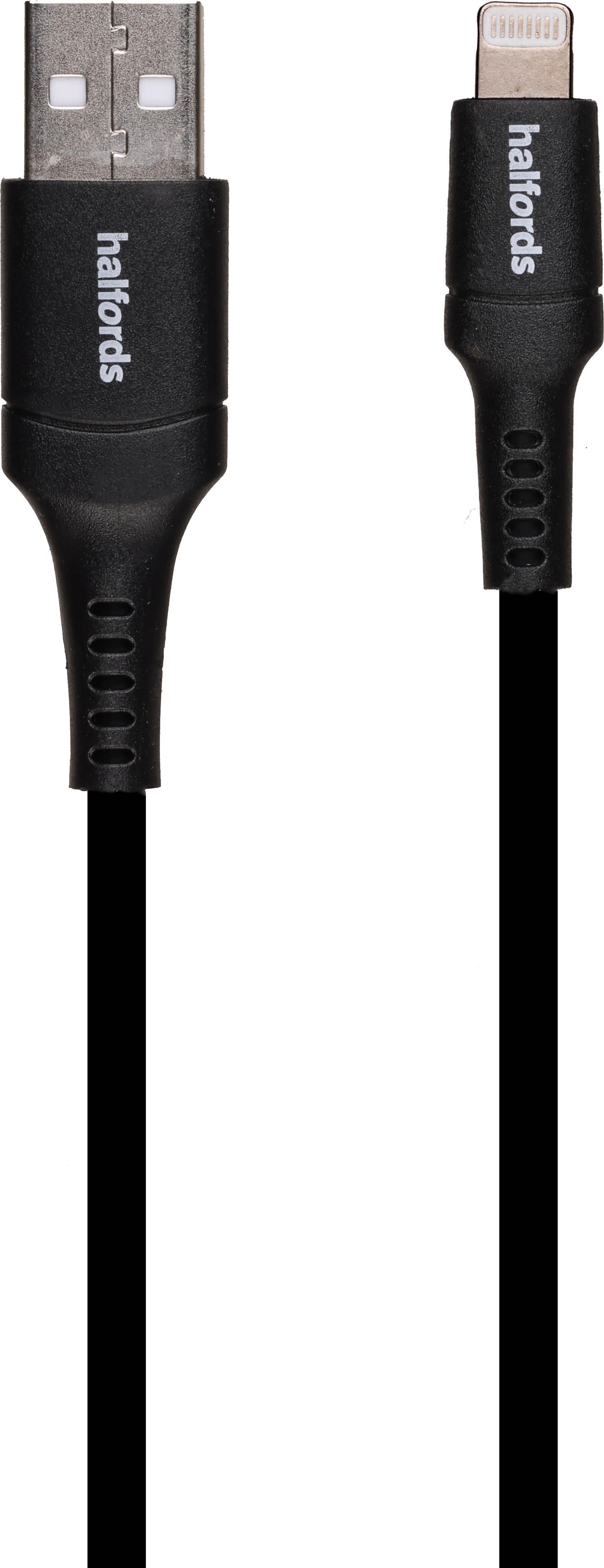 Halfords USB A-Lightning Cable 1.2m Black