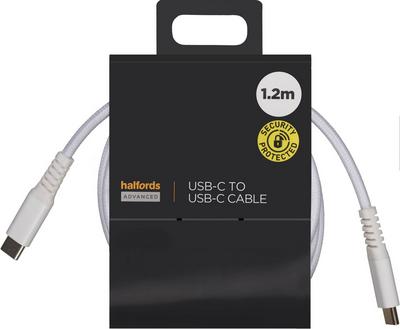 Halfords USB-C to USB-C Cable 1.2m White Halfords USB-C to USB-C Cable 1.2m White