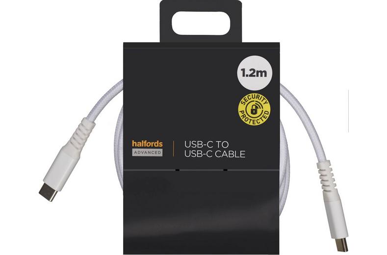 Halfords USB-C to USB-C Cable 1.2m White Halfords USB-C to USB-C Cable 1.2m White