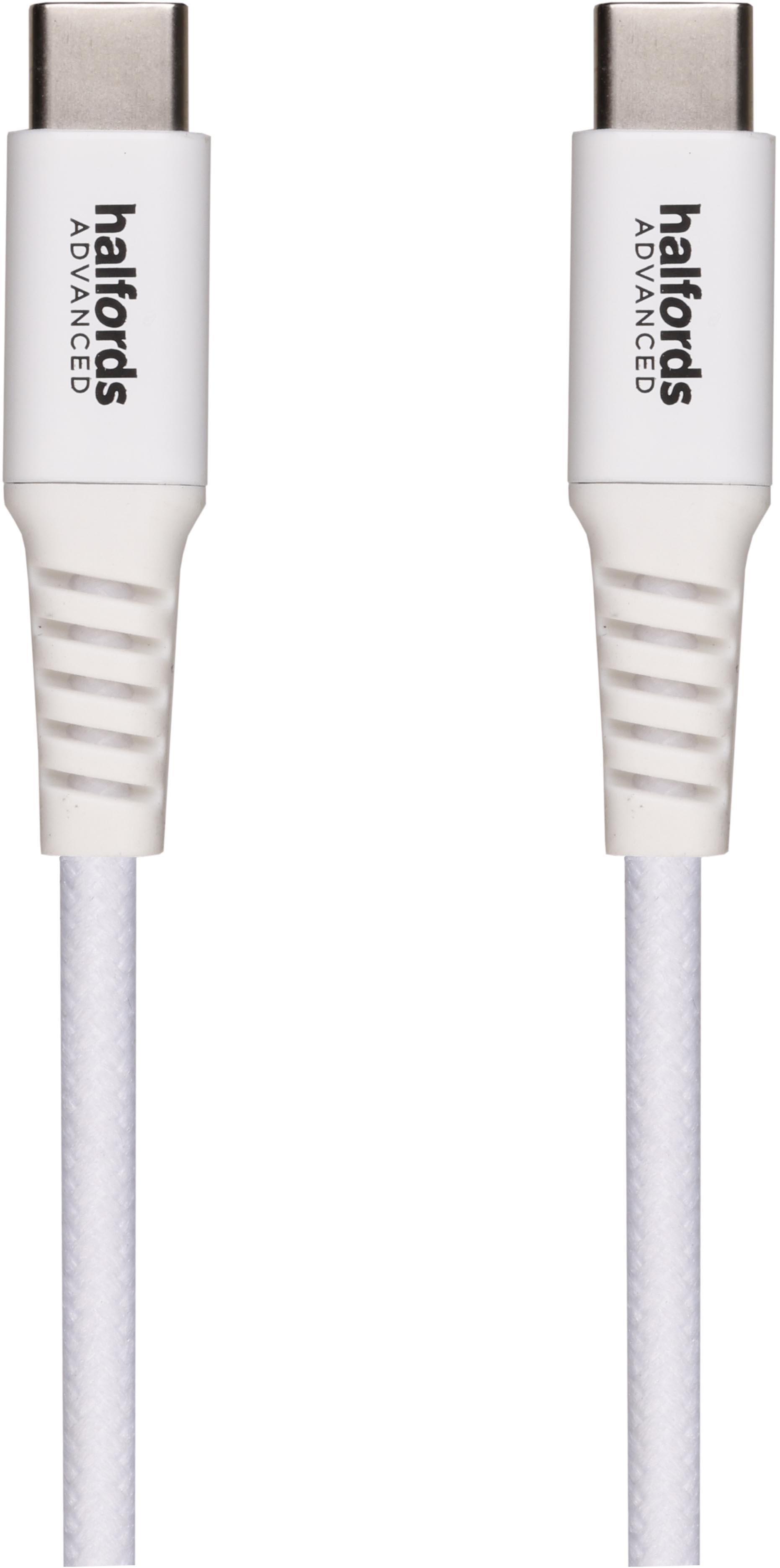 Halfords USB-C to USB-C Cable 1.2m White
