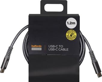 Halfords USB-C to USB-C Cable 1.2m Charcoal