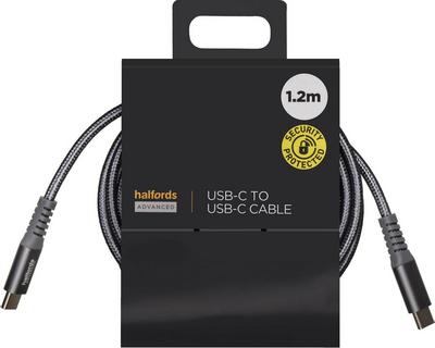 Halfords USB-C to USB-C Cable 1.2m Charcoal Halfords USB-C to USB-C Cable 1.2m Charcoal