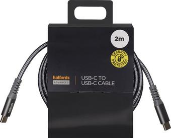 Halfords USB-C to USB-C Cable 2m Charcoal